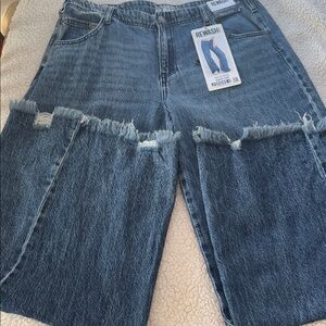 Rewash High-Rise Relaxed Flare Medium-Dark Blue Flare Jeans, 11